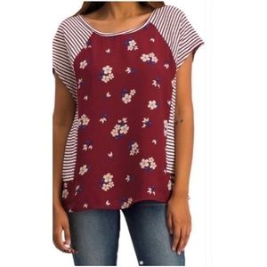 Maeve by Anthropologie Floral Stripe Top